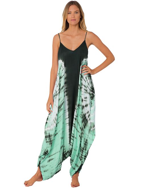 INGEAR Harem Jumpsuit Romper Bohemian Boho Loose Relax Fit Tie Dye Handkerchief Jumpsuits