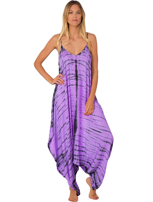 INGEAR Harem Jumpsuit Romper Bohemian Boho Loose Relax Fit Tie Dye Handkerchief Jumpsuits