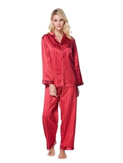 Lavenderi Women's Long Sleeve Premium Satin Pajama Set