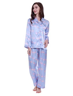 Lavenderi Women's Long Sleeve Premium Satin Pajama Set