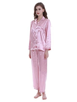 Lavenderi Women's Long Sleeve Premium Satin Pajama Set