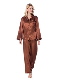 Lavenderi Women's Long Sleeve Premium Satin Pajama Set