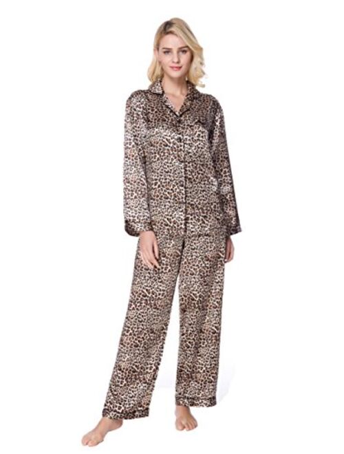 Lavenderi Women's Long Sleeve Premium Satin Pajama Set