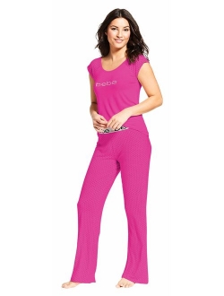 bebe Womens Pajama Top Shirt and Lounge Pants Sleepwear Set