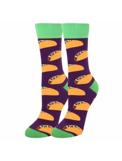 HAPPYPOP Funny Pickle Gifts Sushi Gifts for Women, Novelty Sushi Donut Pickle Taco Socks Girls,Crazy Food Socks