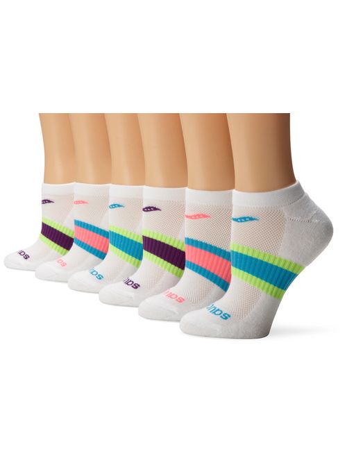 Saucony Women's 6-Pack Arch Stripe Performance No Show Socks