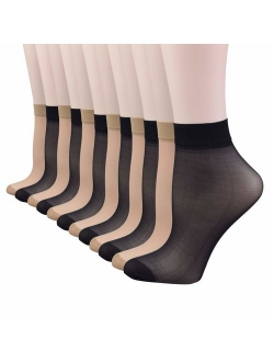 Fitu Women's 10-12 Pairs Nylon Ankle High Tights Hosiery Socks