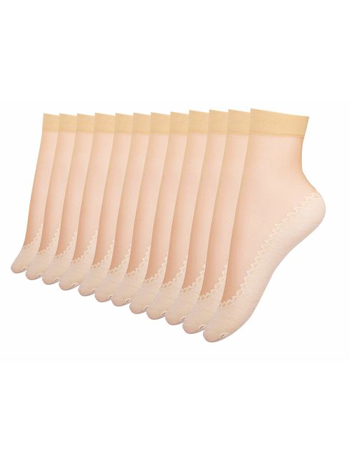 Fitu Women's 10-12 Pairs Nylon Ankle High Tights Hosiery Socks