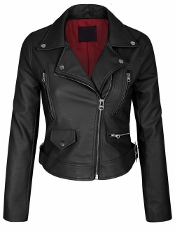 Women's Faux Leather Zip Up Everyday Bomber Jacket