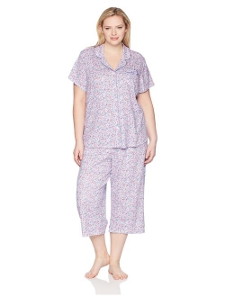 Karen Neuburger Women's Short-Sleeve Floral Girlfriend Crop Pajama Set