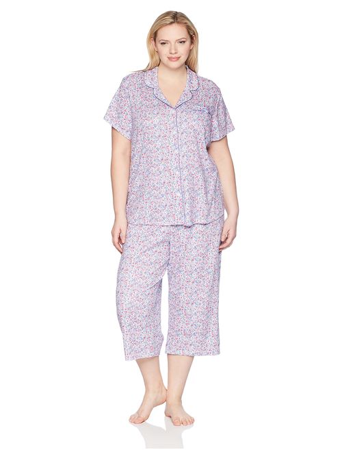 Karen Neuburger Women's Short-Sleeve Floral Girlfriend Crop Pajama Set