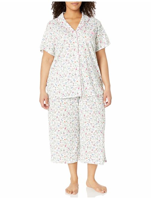 Karen Neuburger Women's Short-Sleeve Floral Girlfriend Crop Pajama Set