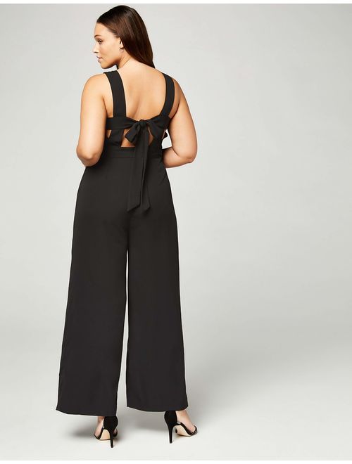 Amazon Brand - TRUTH & FABLE Women's Standard Wrap Back Wide Leg Jumpsuit