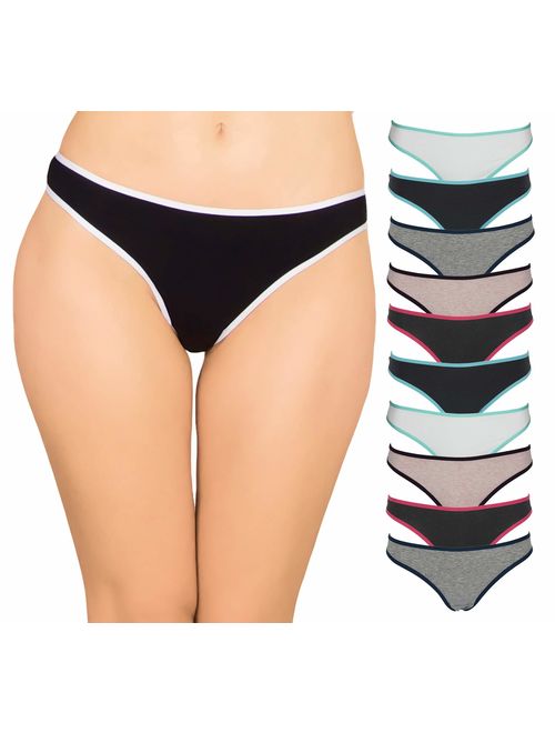 Emprella Cotton Underwear Women 10 Thong Pack - No Show Panties, Seamless Sexy Breathable