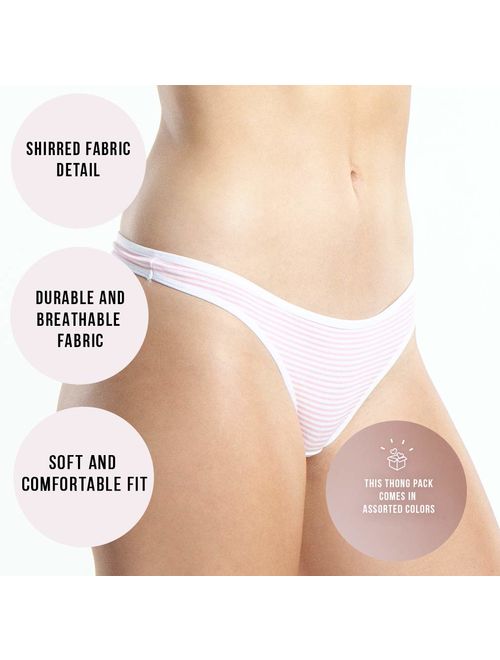 Emprella Cotton Underwear Women 10 Thong Pack - No Show Panties, Seamless Sexy Breathable