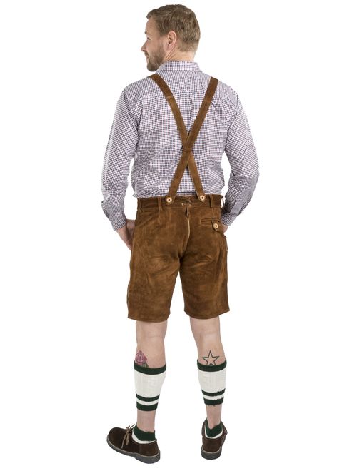 Schoneberger Men's Bavarian Lederhosen Brown - Oktoberfest Leather Trousers