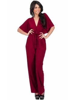 Womens Short Kimono Sleeve One Piece Jumpsuit Cocktail Romper Pant Suit