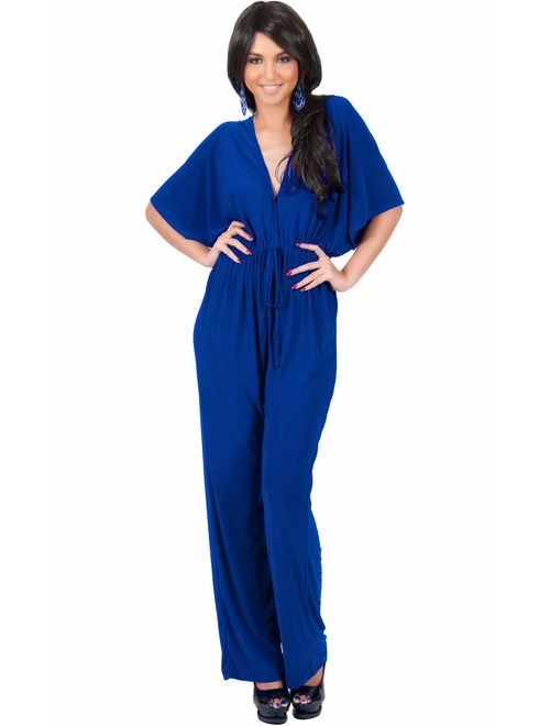 KOH KOH Womens Short Kimono Sleeve One Piece Jumpsuit Cocktail Romper Pant Suit