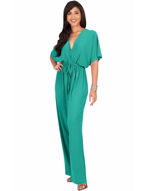 KOH KOH Womens Short Kimono Sleeve One Piece Jumpsuit Cocktail Romper Pant Suit