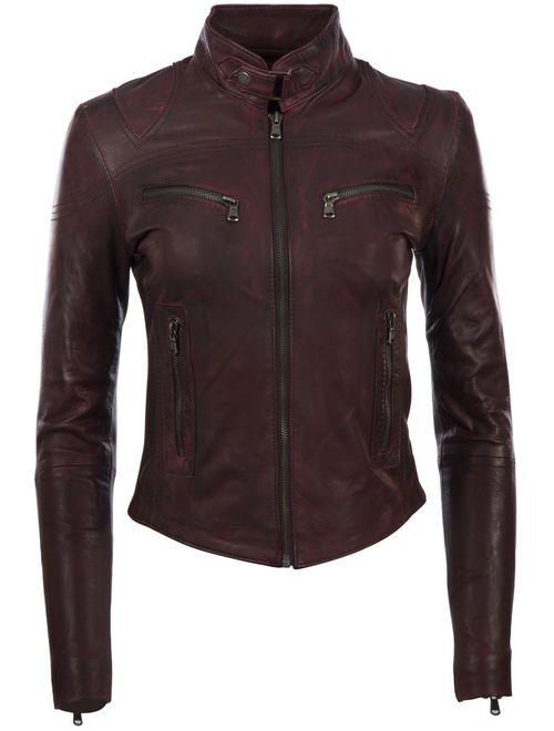 MDK Women's Super Soft Ladies Real Leather Stylish Fitted Biker Jacket