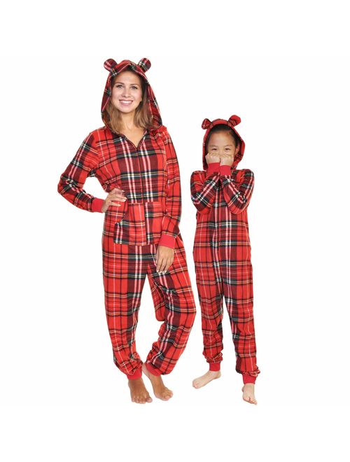 Angelina Women's & Kid's Fleece Novelty One-Piece Hooded Pajamas