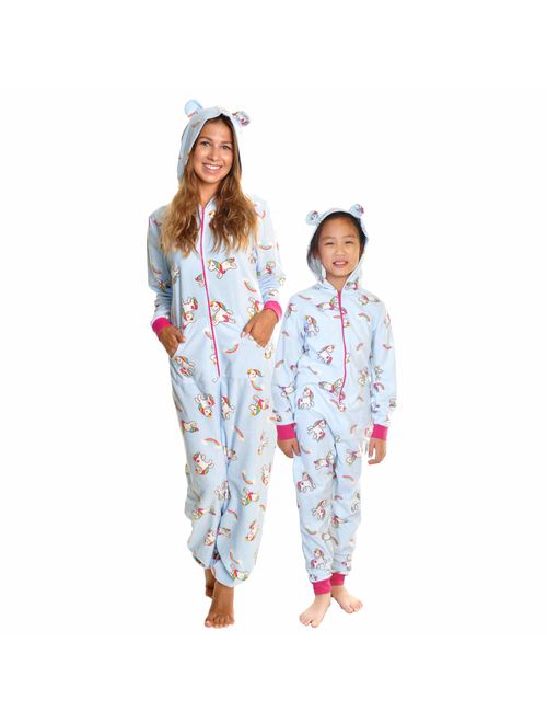 Angelina Women's & Kid's Fleece Novelty One-Piece Hooded Pajamas