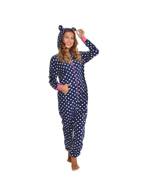 Angelina Women's & Kid's Fleece Novelty One-Piece Hooded Pajamas