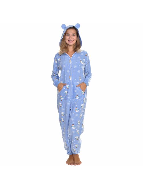 Angelina Women's & Kid's Fleece Novelty One-Piece Hooded Pajamas