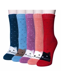 3-5 Pairs Womens Winter Soft Warm Wool Knitting Cotton Casual Crew Socks