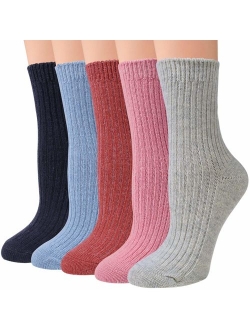 3-5 Pairs Womens Winter Soft Warm Wool Knitting Cotton Casual Crew Socks