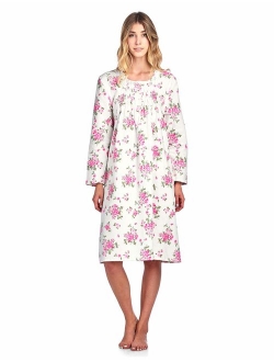 Casual Nights Women's Flannel Floral Long Sleeve Nightgown