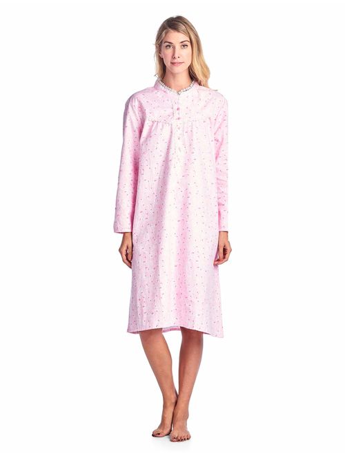 Casual Nights Women's Flannel Floral Long Sleeve Nightgown