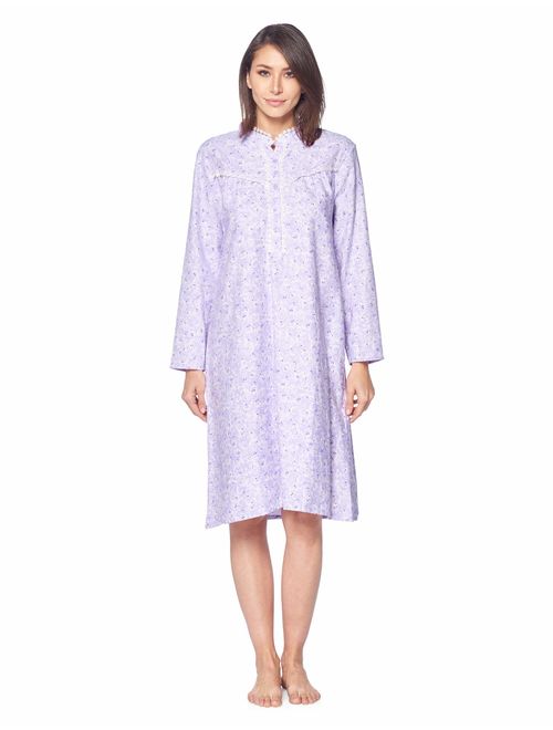 Casual Nights Women's Flannel Floral Long Sleeve Nightgown