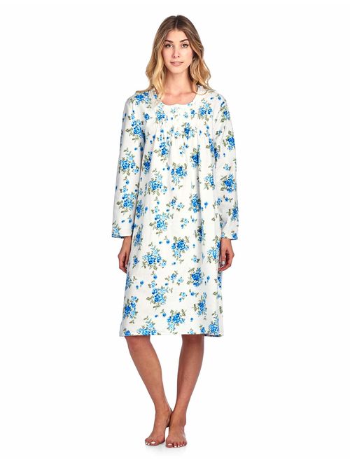 Casual Nights Women's Flannel Floral Long Sleeve Nightgown