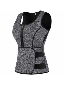 Sweat Vest Waist Trainer for Women Weight Loss Neoprene Sauna Slimming Vest with Adjustable Waist Trimmer Belt