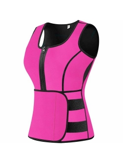 Sweat Vest Waist Trainer for Women Weight Loss Neoprene Sauna Slimming Vest with Adjustable Waist Trimmer Belt