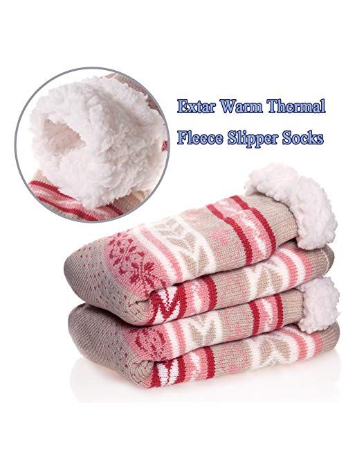 DoSmart Womens Winter Thermal Snowflake Fleece Lining Fuzzy Warm Indoor Home Socks