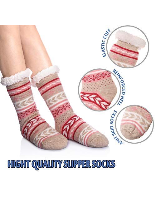 DoSmart Womens Winter Thermal Snowflake Fleece Lining Fuzzy Warm Indoor Home Socks