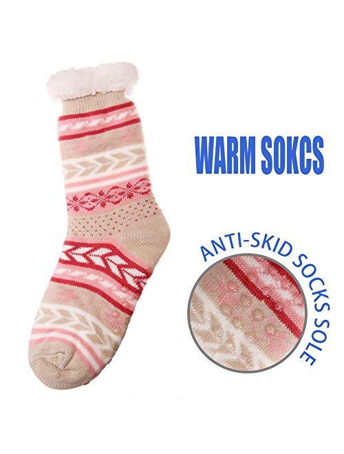 DoSmart Womens Winter Thermal Snowflake Fleece Lining Fuzzy Warm Indoor Home Socks