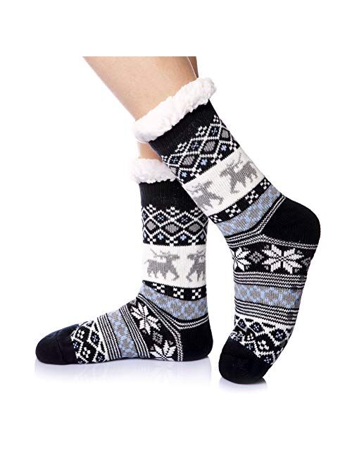 DoSmart Womens Winter Thermal Snowflake Fleece Lining Fuzzy Warm Indoor Home Socks