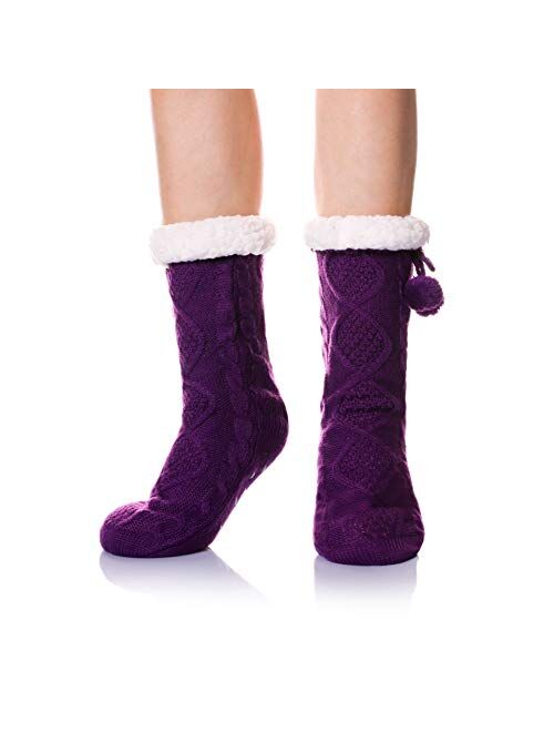 DoSmart Womens Winter Thermal Snowflake Fleece Lining Fuzzy Warm Indoor Home Socks