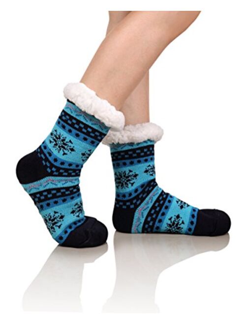 DoSmart Womens Winter Thermal Snowflake Fleece Lining Fuzzy Warm Indoor Home Socks