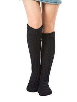 SherryDC Women's Cable Knit Long Boot Stocking Socks Knee High Winter Leg Warmers