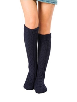 SherryDC Women's Cable Knit Long Boot Stocking Socks Knee High Winter Leg Warmers