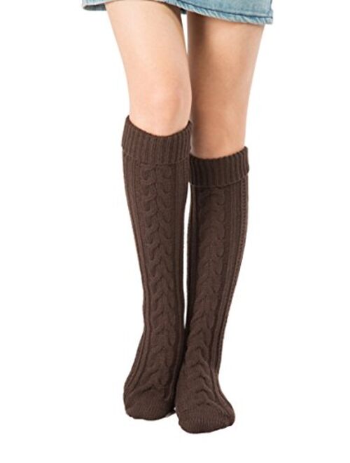 SherryDC Women's Cable Knit Long Boot Stocking Socks Knee High Winter Leg Warmers