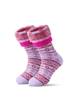 Womens Men Winter Warm Wool Pile Lined Insulated Thermals Socks Thick Boots Heat Socks Cold Weather