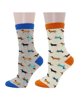 Pomlia Women's Haute Dachshund Dog Socks Casual Crew Socks