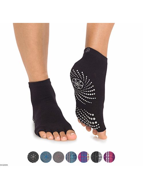 Gaiam Yoga Socks | Toeless Grippy Non Slip Sticky Grip Accessories for Women & Men | Hot Yoga, Pilates, Barre, Ballet, Dance, Home for Balance & Stability | Available in 