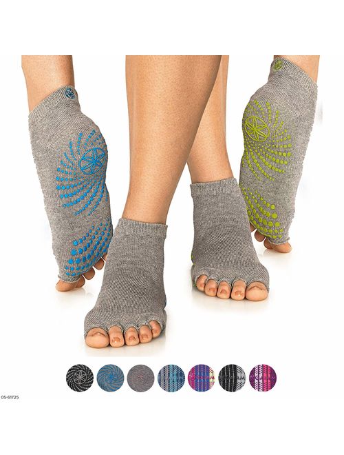 Gaiam Yoga Socks | Toeless Grippy Non Slip Sticky Grip Accessories for Women & Men | Hot Yoga, Pilates, Barre, Ballet, Dance, Home for Balance & Stability | Available in 