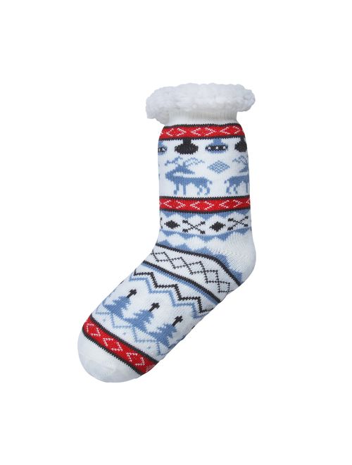 Warm Fleece Lined Winter Soft Slipper Socks Christmas With Non Slip Men's Women